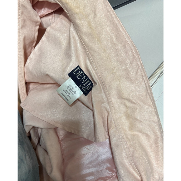 Womens Denim By Milano 3 Pc Suit Skirt Jacket shell Baby Pink sz 10 Bling - Picture 9 of 13